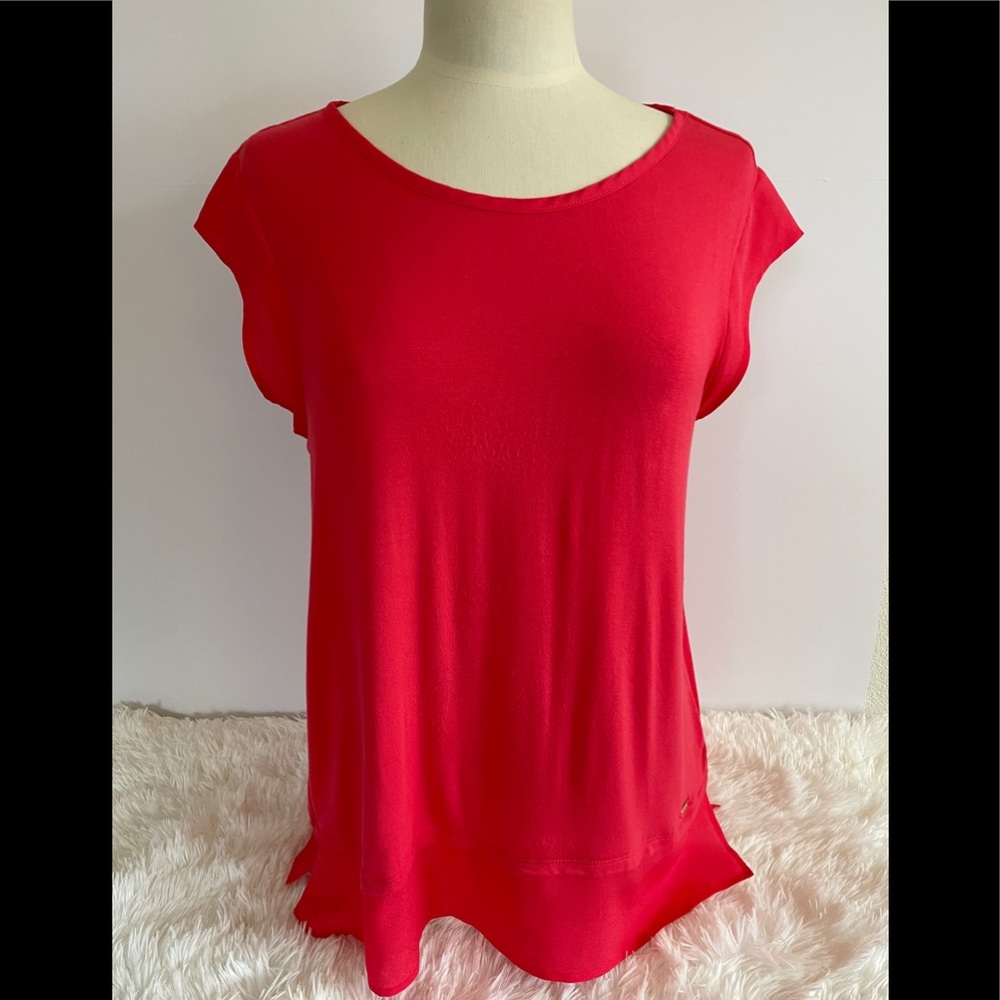 Calvin Klein Red Short Sleeve Blouse Medium